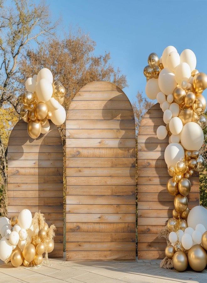 Htper 7.2FT Wooden Arch Backdrop Cover Spandex, Wrinkle Free Fitted Arch Background Cover Farmhouse Style, Vintage 2-Sided Round Top Chiara Arch Cover for Wedding Photography Birthday Baby Shower - Image 5
